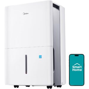 Midea 4,500 Sq. Ft.Dehumidifier for Basement, Energy Star Certified, With Reusable Air Filter 50 Pint - Ideal For Basements, Large & Medium Sized Rooms, And Bathrooms (White)