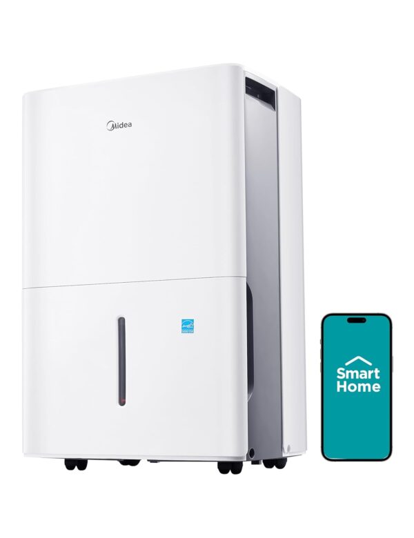 Midea 4,500 Sq. Ft.Dehumidifier for Basement, Energy Star Certified, With Reusable Air Filter 50 Pint - Ideal For Basements, Large & Medium Sized Rooms, And Bathrooms (White)