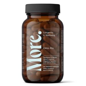 More. Longevity & Wellbeing Chill Pill | 60 Capsules | Extract-Based Formula with Antioxidants and Amino Acids | Supports Mood, Stress and Digestion | No Fillers | Third-Party...