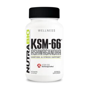 NutraBio Ashwagandha KSM-66 Herbal Supplement for Better Overall Well-Being- Ashwagandha Supplement- 600mg - 60 Vegetable Capsules
