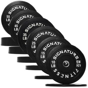 Olympic Bumper Plates with Steel Hub 2-Inch Weight Plates for Strength Training & Weightlifting, Pairs or Sets or Sets with Barbell