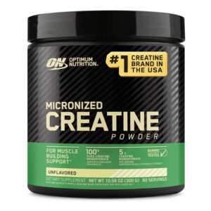 Optimum Nutrition Micronized Creatine Monohydrate Powder, Unflavored, 60 Servings, 300 Grams (Packaging May Vary)