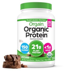 Orgain Organic Vegan Protein Powder, Creamy Chocolate Fudge - 21g Plant Protein, 6g Prebiotic Fiber, Low Net Carb, No Lactose Ingredients, No Added Sugar, Non-GMO, For Shakes &...