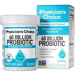 Physician's Choice Probiotics 60 Billion CFU - 10 Strains + Organic Prebiotics - Immune, Digestive & Gut Health - Supports Occasional Constipation, Diarrhea, Gas & Bloating -...