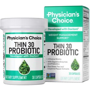 Physician's CHOICE Probiotics for Weight Management & Bloating - 6 Probiotic Strains - Prebiotics - Key ingredient Cayenne - Supports Gut Health - Weight Management for Women &...