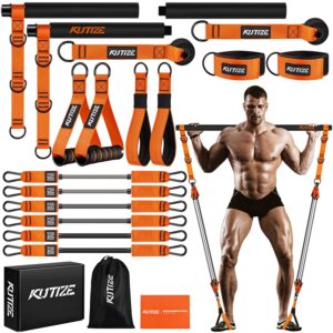 Pilates Bar Kit with Resistance Bands, Heavy Duty Pilates Equipment for Men, Strength Training Bar for Legs, Hip, Waist Back, Arm, Abs, Chest, Shoulders, Portable Home Gym Full...