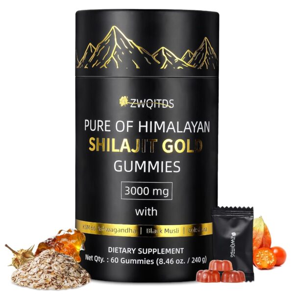 Pure of Himalayan Shilajit Purple Petals Gummies,Fulvic Acid & 85+ Trace Immune Health, Boost Energy, Minerals, Enhance Overall Well-Being for Men and Women Sugar Free Non-GMO...