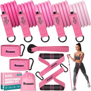 Resistance Bands, Exercise Bands with Handles for Working Out, Fitness Bands for Women, Workout Equipment Home Gym, Training Bands with Door Anchor, Legs Ankle Straps, Shape...