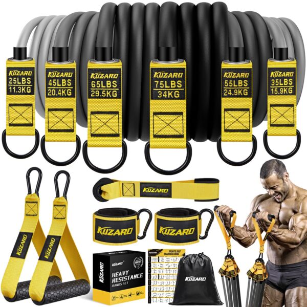 Resistance Bands for Working Out, 300lbs/360lbs Heavy Exercise Bands with Handles, Workout Bands for Men, Weight Bands Set for Muscle Training, Strength, Slim, Yoga, Home Gym...