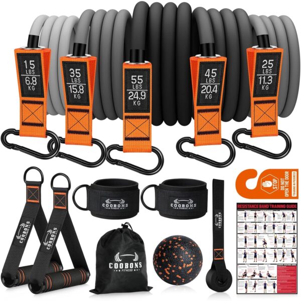 Resistance Bands with Handles - Heavy Duty Fitness Bands for Men & Women - Strength & Muscle Training, Yoga, Home Gym Equipment