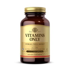 SOLGAR Vitamins Only - 90 Vegetable Capsules - Overall Well-Being - Non-GMO, Gluten Free, Dairy Free, Kosher - 90 Servings