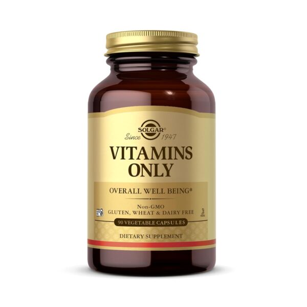 SOLGAR Vitamins Only - 90 Vegetable Capsules - Overall Well-Being - Non-GMO, Gluten Free, Dairy Free, Kosher - 90 Servings