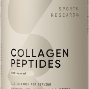 Sports Research Collagen Peptides for Women & Men, Unflavored, 16 oz., Hydrolyzed Type 1 & 3 Collagen Powder Protein Supplement for Healthy Skin, Nails, Bones & Joints