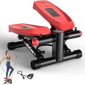 Steppers for Exercise at Home, Air-Powered Mini Steppers with Resistance Bands for Home Fitness, 330LBS Loading Upgraded Stair Steppers, Super Quiet Fitness Steppers with LCD...