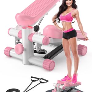 Steppers for Exercise at Home, KitGody Mini Stepper with Resistance Bands, Portable Stair Stepper for Home 330LBS Capacity, Adjustable Height Fitness Stepper Machine