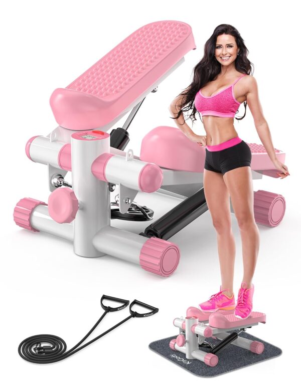 Steppers for Exercise at Home, KitGody Mini Stepper with Resistance Bands, Portable Stair Stepper for Home 330LBS Capacity, Adjustable Height Fitness Stepper Machine