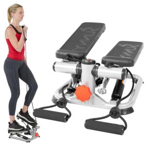 Sunny Health & Fitness Mini Steppers for Exercise at Home, Stair Step Workout Machine, Full Body Cardio Equipment, with Optional Free SunnyFit App Connection and Resistance Band