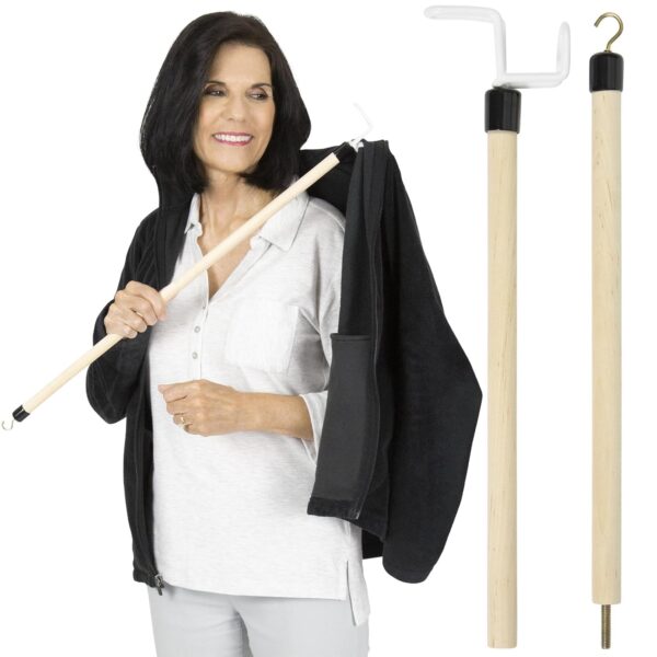 Vive Dressing Stick for Elderly (27”) - with Zipper Puller & Sock Remover Tool - Aid for Pants - Accessories for Daily Living, Assistant Device No Bending for Seniors - After...