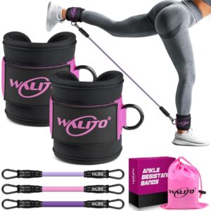 WALITO Ankle Resistance Bands with Cuffs, Exercise Bands for Legs and Butt, Booty Workout Equipment for Kickbacks and Hip Fitness Training