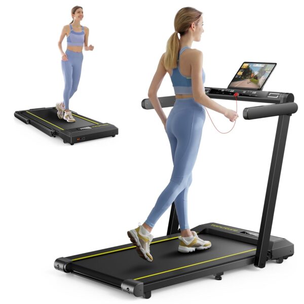 Walking Pad Treadmill with 12% Incline, 4 in 1 Folding Treadmill for Home/Office with Handle Bar, 2.5HP Under Desk Treadmills Portable Walking Pad with App & Bluetooth Speaker,...
