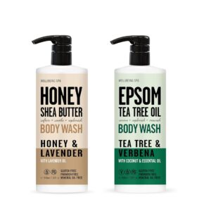 Wellbeing Spa Honey Shea Butter & Tea Tree Oil Body Washes, 32 fl oz, Honey & Lavender, Tea Tree & Verbena | Home and Body Co