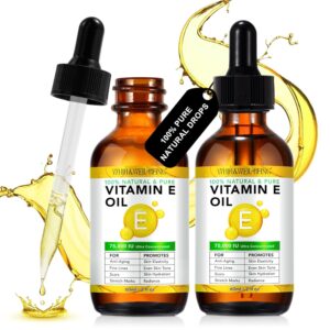 WHLH & WELL-BEING Pure Vitamin E Oil for Skin Face Hair Scars, Blend 75,000 IU, Moisturizing Dry Skin Winkles Hair and Scalp 1Pack