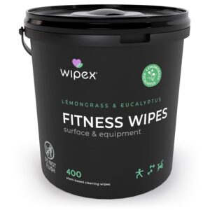 Wipex Yoga Mat Cleaner Gym Wipes - Plant-Based Lemongrass, Eucalyptus & Vinegar Wipes for Fitness Equipment & All Purpose Gym Cleaning - Safe for Peloton Bikes & Treadmills -...