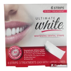 2 Pack Ultimate White Teeth Whitening Dental Strip Oral Care, Beauty & Personal Care, Self Care Kit, Teeth Stain Remover, Teeth Whitener, 12 Pieces, Red