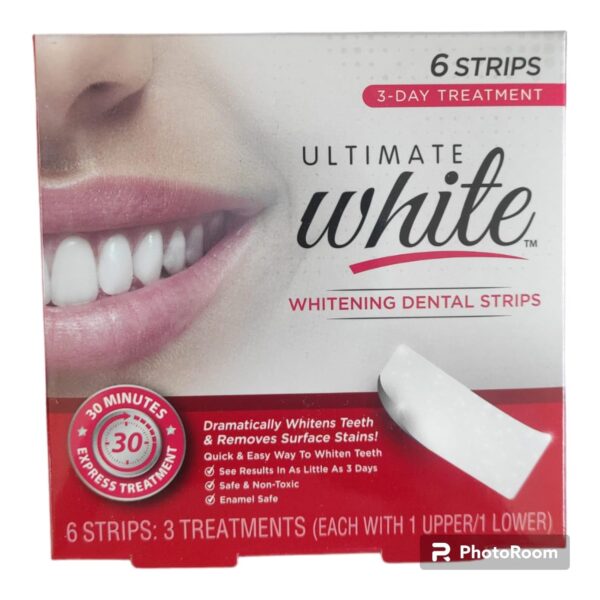 2 Pack Ultimate White Teeth Whitening Dental Strip Oral Care, Beauty & Personal Care, Self Care Kit, Teeth Stain Remover, Teeth Whitener, 12 Pieces, Red