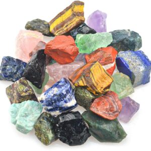 3 lbs Bulk Rough Madagascar Stones Mix - Large 1" Natural Raw Stones Crystal for Tumbling, Cabbing, Fountain Rocks, Decoration,Polishing, Wire Wrapping, Wicca & Reiki Crystal...