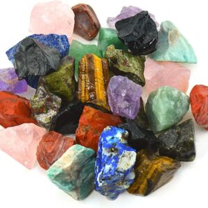 3 lbs Bulk Rough Madagascar Stones Mix Large 1" Natural Raw Stones Crystal for Tumbling, Cabbing, Fountain Rocks, Decoration,Polishing, Wire Wrapping, Wicca Reiki Crystal Healing