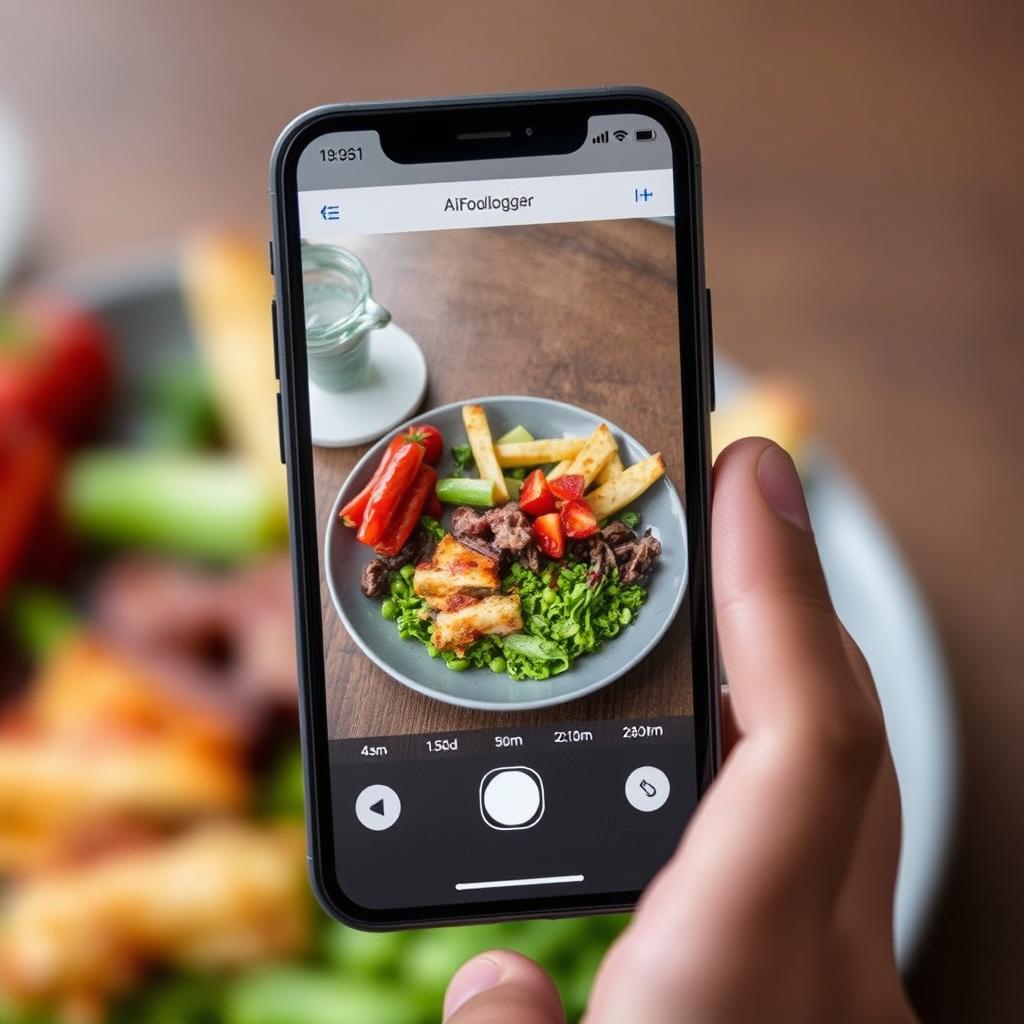 AIFoodLogger's AI image recognition feature scanning a meal AIFoodLogger's AI image recognition feature scanning a meal