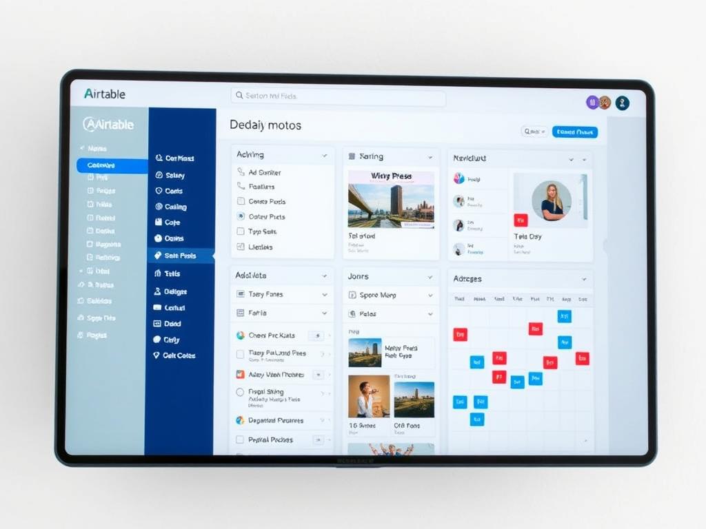 Airtable interface showing database with various views and customization options for No-Code Tools for Quick Task Completion