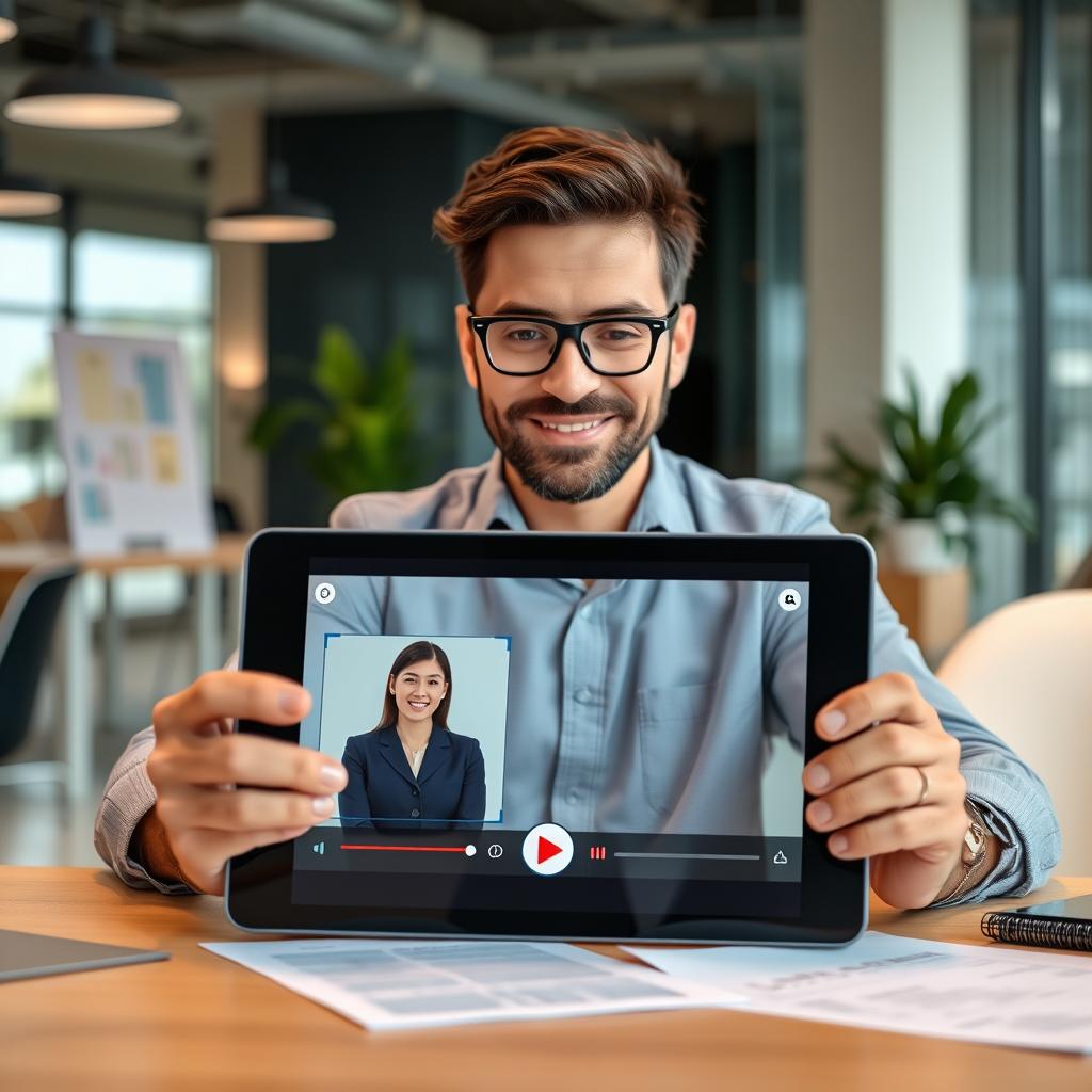 Business owner using InVideo AI video generator for company presentations Business owner using InVideo AI video generator for company presentations