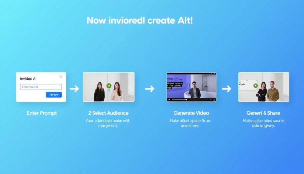 Step-by-step process of creating a video with InVideo AI video generator Step-by-step process of creating a video with InVideo AI video generator
