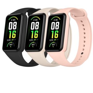 Amzpas TPU Bands for Amazfit Band 7 Fitness & Health Tracker, 3 Pack Soft Breathable Wristband, Adjustable Replacement Sportt Strap for Women Men