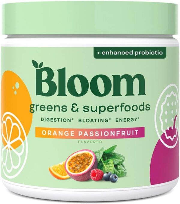 Bloom Nutrition Superfood Greens Powder, Digestive Enzymes with Probiotics and Prebiotics, Gut Health, Bloating Relief for Women, Chlorella, Juice Mix w/Beet Root Powder, 30...