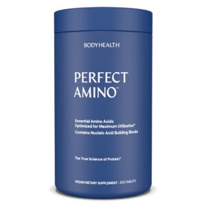 BodyHealth PerfectAmino (300 Tablets) Essential Amino Acid Supplement with BCAA and EAA, Muscle Recovery, Boost Energy & Stamina, 99% Utilization, Vegan Branched Chain Protein...