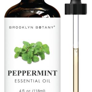 Brooklyn Botany Peppermint Essential Oil - Huge 4 Fl Oz - 100% Pure and Natural - Premium Grade with Dropper - for Aromatherapy and Diffuser