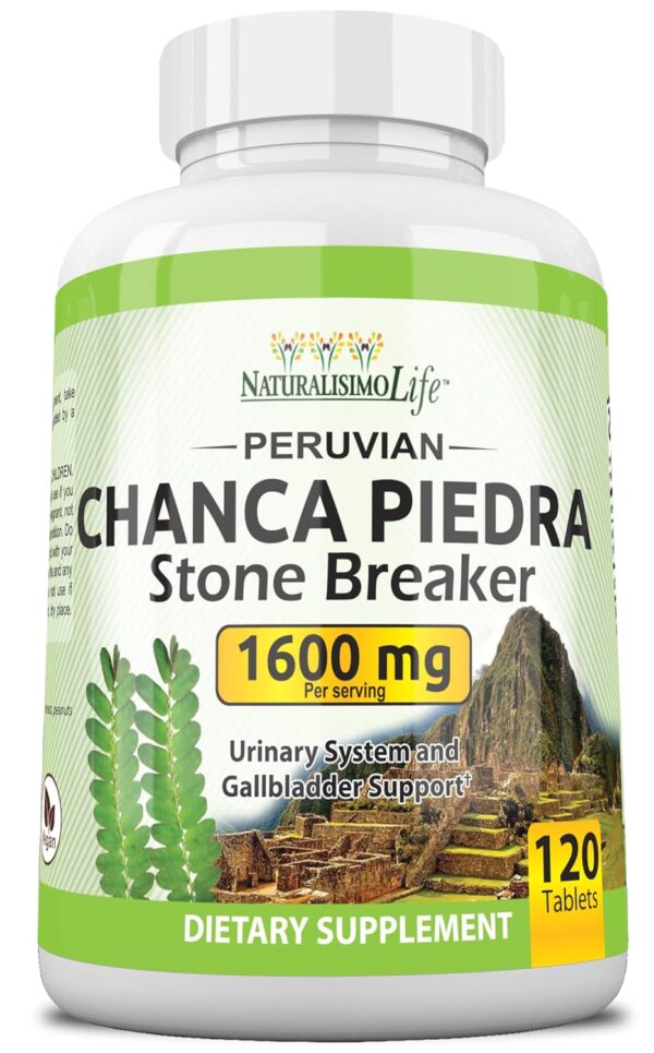 Chanca Piedra 1600 mg - 120 Tablets Kidney Stone Crusher Gallbladder Support Peruvian Chanca Piedra