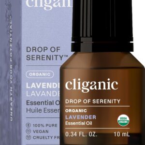 Cliganic Organic Lavender Essential Oil - 100% Pure Natural Undiluted, for Aromatherapy Diffuser | Non-GMO Verified (Packaging May Vary)