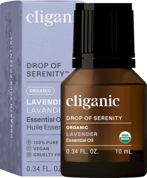 Cliganic Organic Lavender Essential Oil - 100% Pure Natural Undiluted, for Aromatherapy Diffuser | Non-GMO Verified (Packaging May Vary)