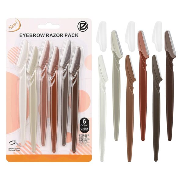 D Dermaplane Razor for Women Face - 6PCS Face Razors for Women - Eyebrow Razor with Precision Cover - Face Shaver for Men - Facial Hair Removal for Men - Neutral