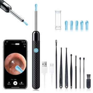 Ear Wax Removal - Earwax Remover Tool with 8 Pcs Ear Set - Ear Canal Cleaner with 1080P Camera - FSA HSA Eligible - Ear Cleaning Kit with 6 Ear Spoon - Ear Camera for iOS &...