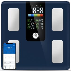 GE Scale for Body Weight Smart: Digital Bathroom Body Fat Scales 500lbs for BMI Muscle Bluetooth Smart Weight Monitor 11.8" Large Platform Weighing Machine Health Analyzer with...