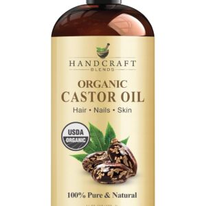 Handcraft Blends Organic Castor Oil - 16 Fl Oz - 100% Pure and Natural - Premium Grade Carrier Oil for Hair Growth, Eyelashes and Eyebrows - Hair and Body - Expeller-Pressed &...