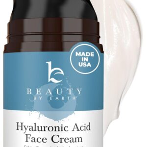 Hyaluronic Acid Moisturizer for Face - USA Made with Organic & Natural Ingredients, Hydrating Anti Aging Face Moisturizer for Dry Skin with Glycerin & Vitamin E, Unscented Anti...