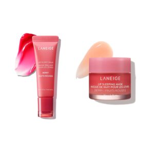 LANEIGE Day & Night Berry Lip Duo: Lip Sleeping Mask and Lip Glowy Balm with Vitamin C, Shea & Murumuru Butter for Hydrating Dry, Flaky Lips