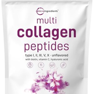 Micro Ingredients Multi Collagen Peptides Powder, 2lb | Type I, II, III, V, X + Biotin, Vitamin C & Hyaluronic Acid | Unflavored | Supports Hair, Skin & Joint Health | Keto,...