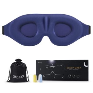 MZOO Sleep Eye Mask for Side Sleeper Men Women, Zero Eye Pressure 3D Sleeping Mask, Light Blocking Patented Design Night Blindfold, Soft Eye Shade Cover for Travel, Blue